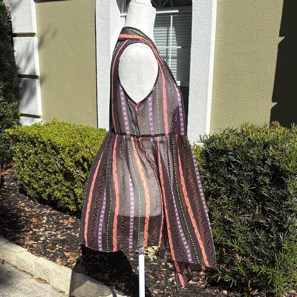 Jessica Simpson Sheer Colorful Striped Sleeveless Vest - Picture 4 of 7